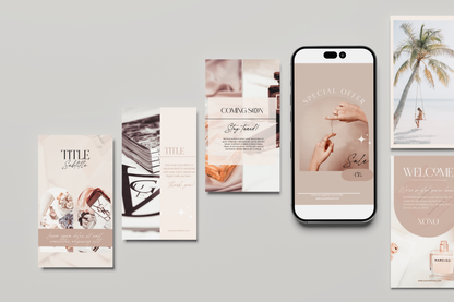 Earthy Boho Instagram Templates | 150 Feed Posts & Story Designs for Boutiques & Content Creators