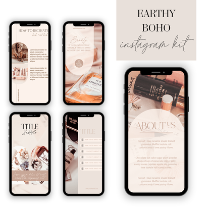 Earthy Boho Instagram Templates | 150 Feed Posts & Story Designs for Boutiques & Content Creators