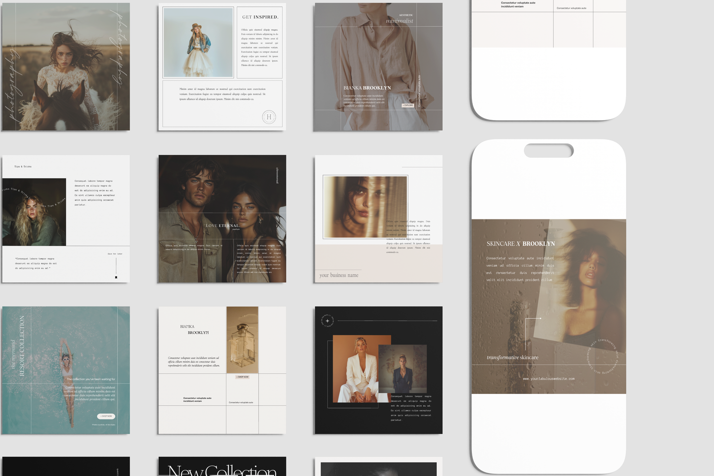 Ella Editorial Minimalist Social Media Kit — 60 Instagram Templates for Coaches, Creatives, Small Businesses + Content Creators