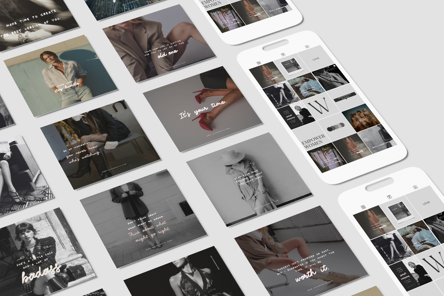 Aesthetic Instagram Template Canva Social Media Post Layouts Minimalist Editorial Quote Posts for Female Entrepreneurs Coaches Influencers