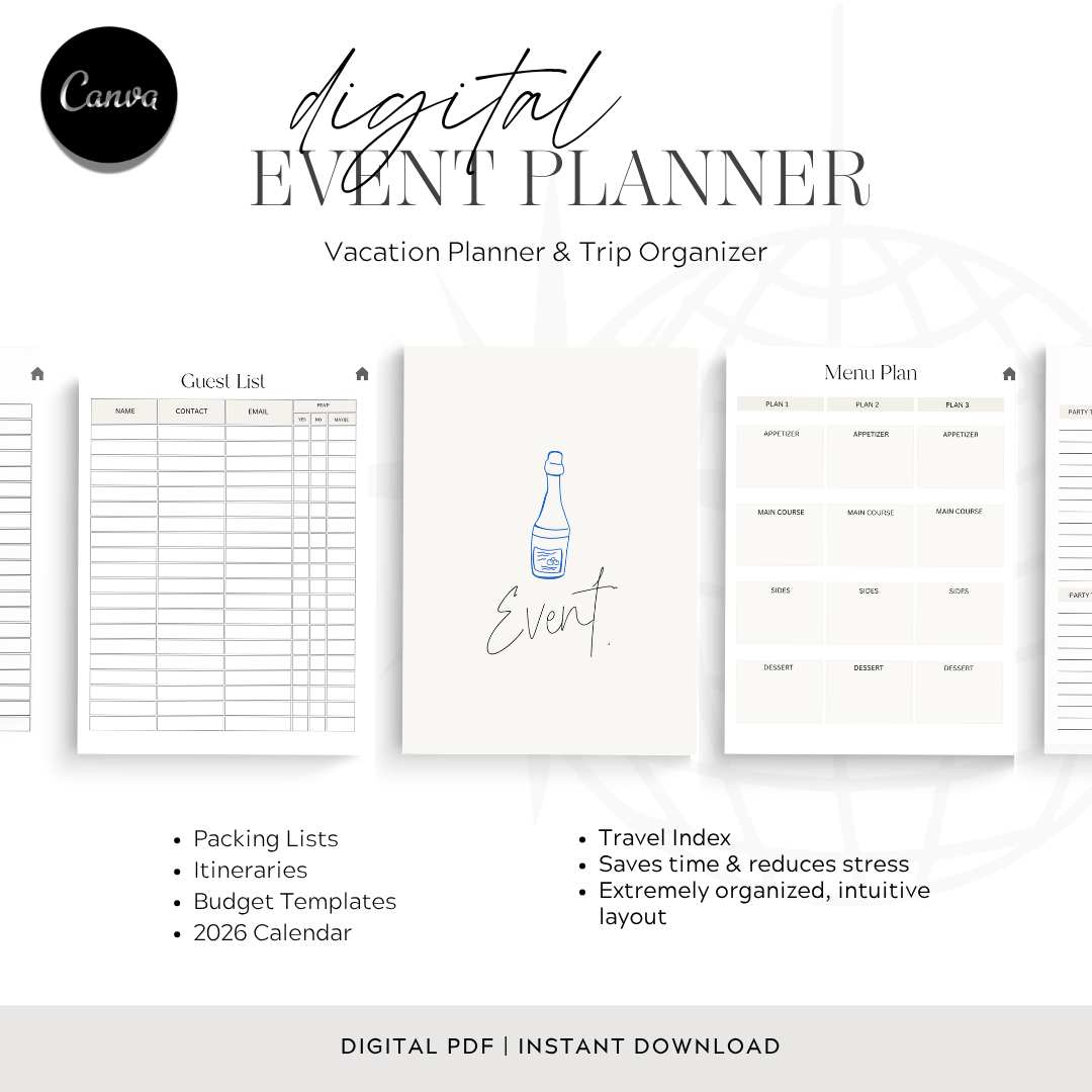 50-Page Digital Event Planner | Party Planning, Budgeting, Guest Lists + More!