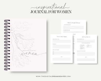 Inspirational Journal for Women PDF | Printable Mental Health Self Care Planner Digital Connection Kit | Daily Mindfulness Reflection Guide