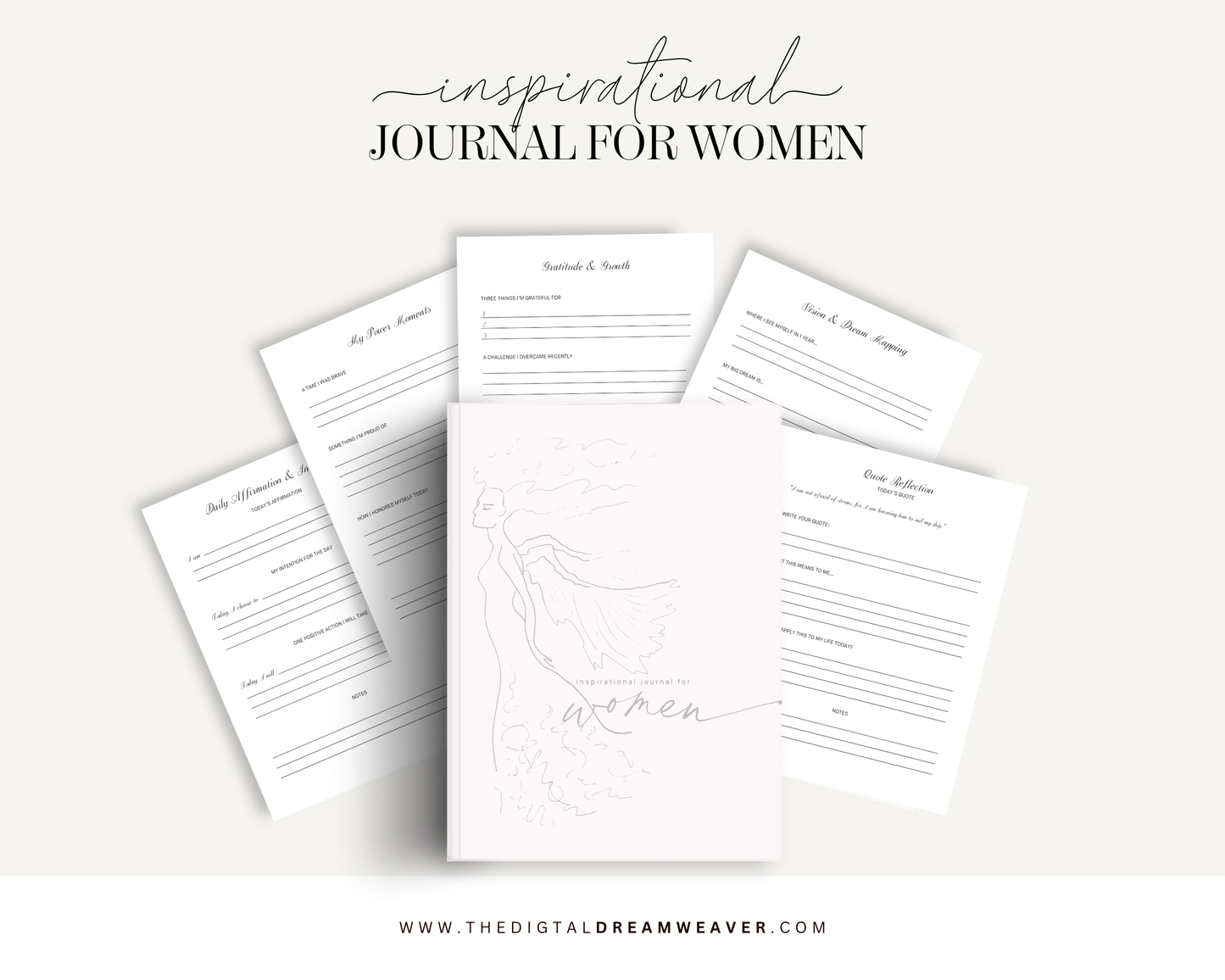 Inspirational Journal for Women PDF | Printable Mental Health Self Care Planner Digital Connection Kit | Daily Mindfulness Reflection Guide