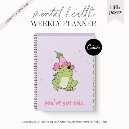 Mental Health Journal and Anxiety Relief Planner, Digital Mindfulness Tracker, CBT Thought Reframing, Self Care Worksheets