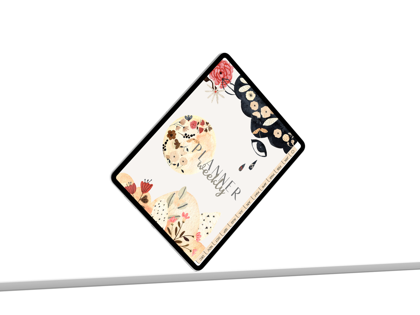 Moon Garden Digital Weekly Planner | Boho Botanical Celestial Goodnotes Template | Undated Monthly & Weekly Organizer with Hyperlinked Tabs