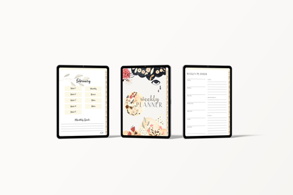 Moon Garden Digital Weekly Planner | Boho Botanical Celestial Goodnotes Template | Undated Monthly & Weekly Organizer with Hyperlinked Tabs