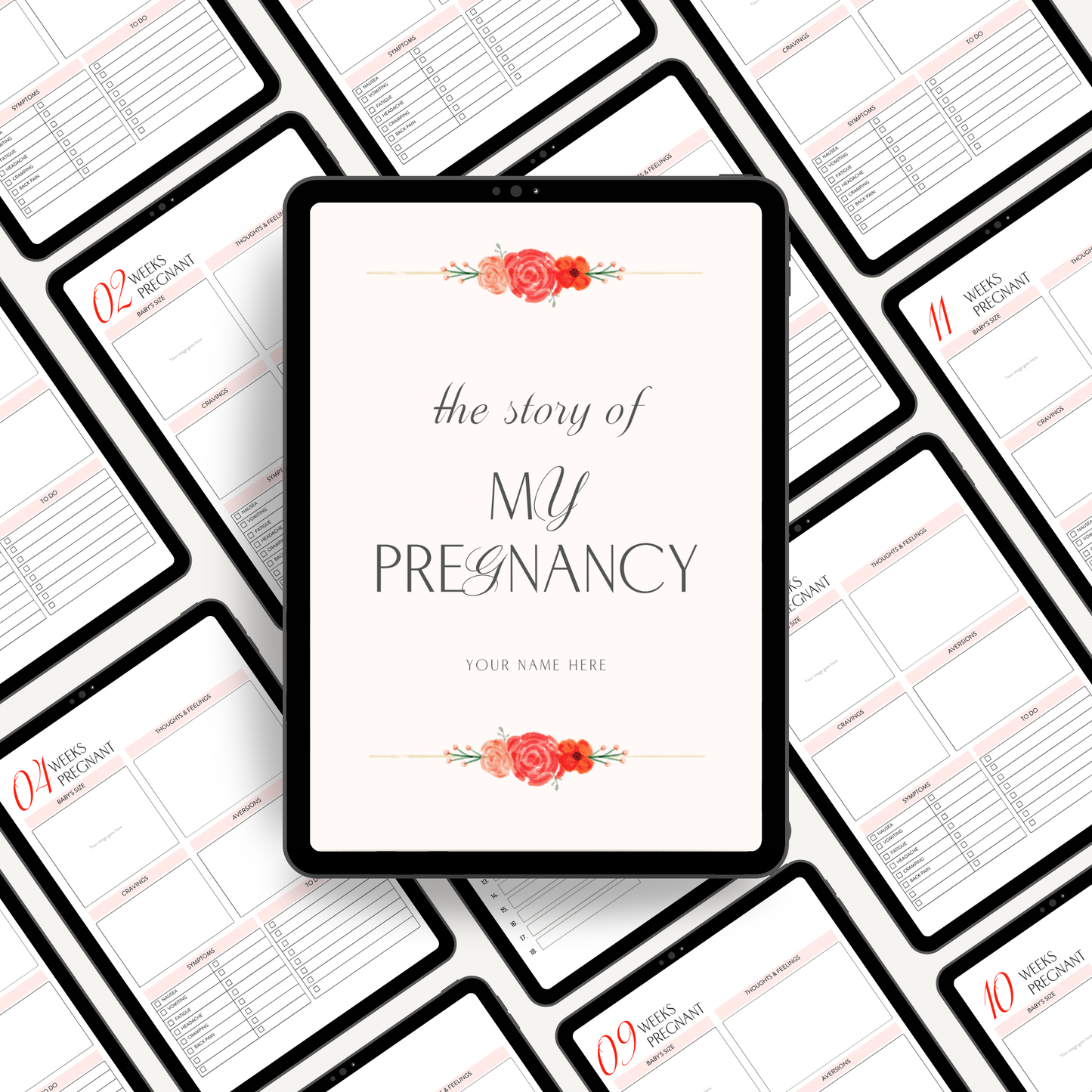 Pregnancy Journal Printable Memory Book, 40 Week Pregnancy Tracker & Keepsake Planner, First Time Mom Milestone Diary, Baby Shower Gift Idea