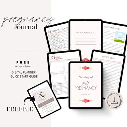 Pregnancy Journal Printable Memory Book, 40 Week Pregnancy Tracker & Keepsake Planner, First Time Mom Milestone Diary, Baby Shower Gift Idea
