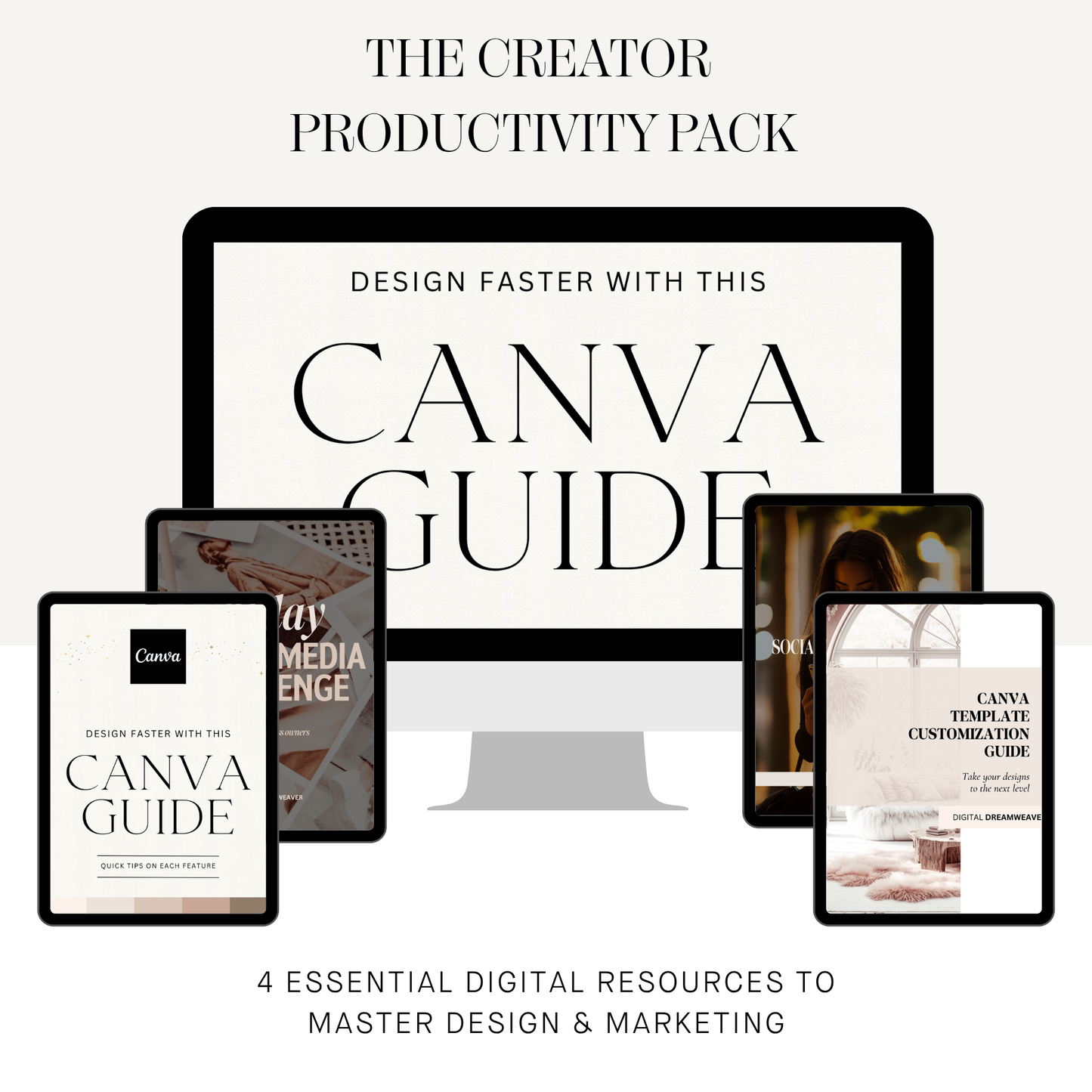 Canva Guide for Creators | Template Customization eBook Bundle | Social Media Marketing Planner & 30 Day Challenge | Digital Product Pack