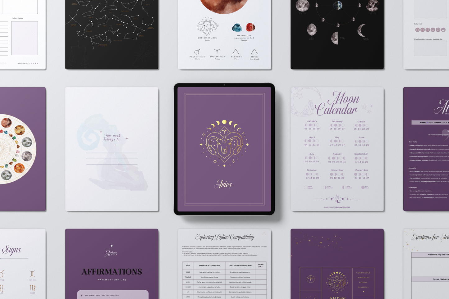 Undated Celestial Zodiac Themed Planner for Astrology Lovers | Aries • Taurus • Gemini • Cancer • Leo • Virgo • Libra • Scorpio • Sagittarius • Capricorn • Aquarius • Pisces