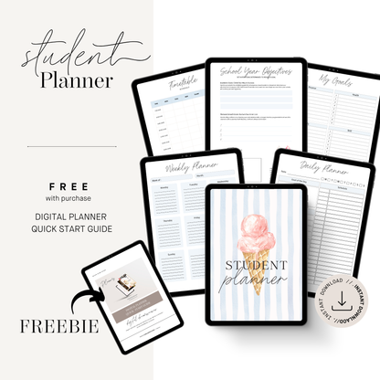Ultimate All-in-One Life Planner, Digital Student & Budget Binder, Wellness Journal with Academic Tracker & Health Log, 100+ Page PDF Bundle