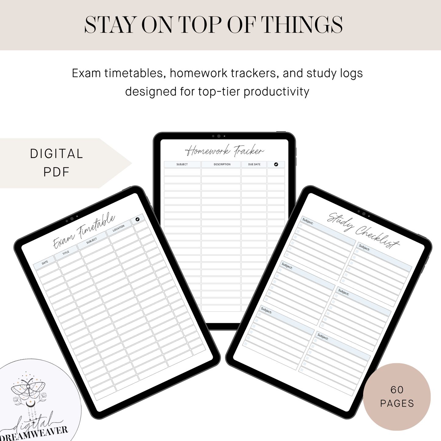 Ultimate All-in-One Life Planner, Digital Student & Budget Binder, Wellness Journal with Academic Tracker & Health Log, 100+ Page PDF Bundle