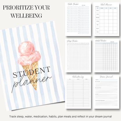 Ultimate All-in-One Life Planner, Digital Student & Budget Binder, Wellness Journal with Academic Tracker & Health Log, 100+ Page PDF Bundle