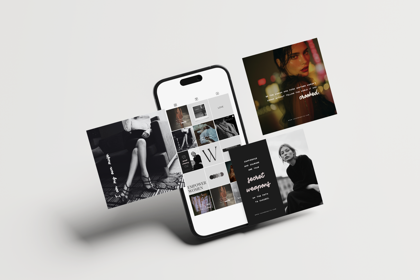 Aesthetic Instagram Template Canva Social Media Post Layouts Minimalist Editorial Quote Posts for Female Entrepreneurs Coaches Influencers