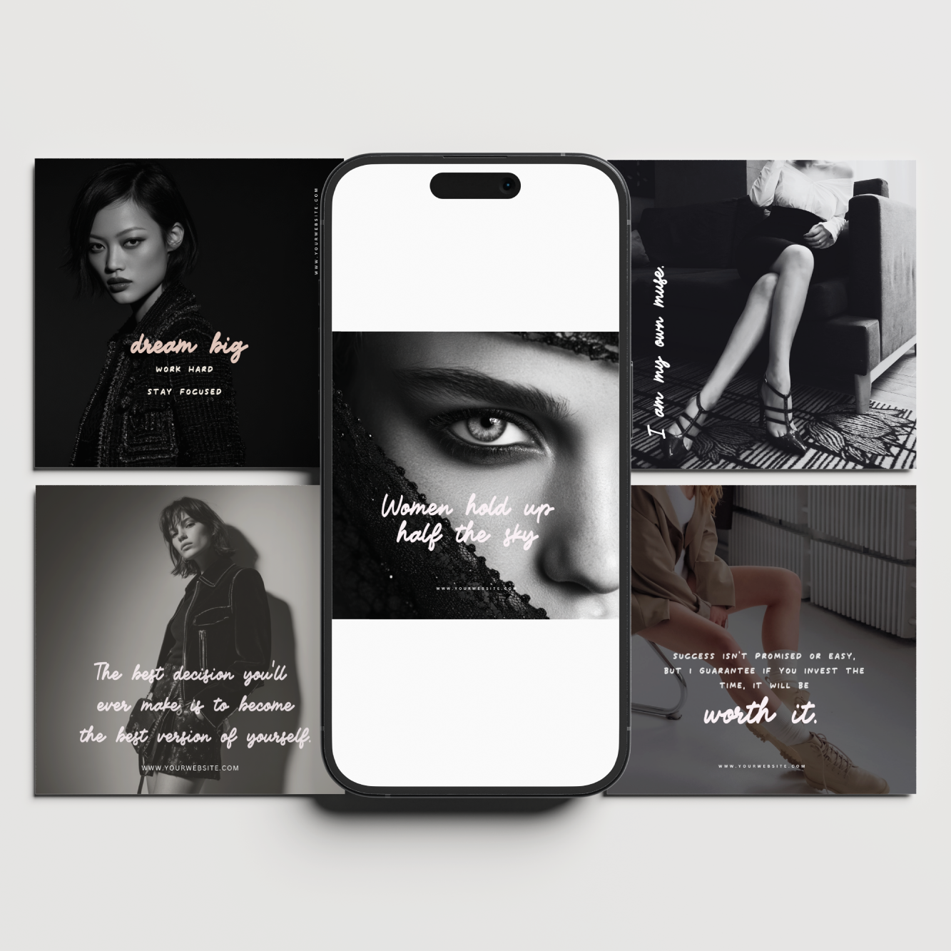 Aesthetic Instagram Template Canva Social Media Post Layouts Minimalist Editorial Quote Posts for Female Entrepreneurs Coaches Influencers